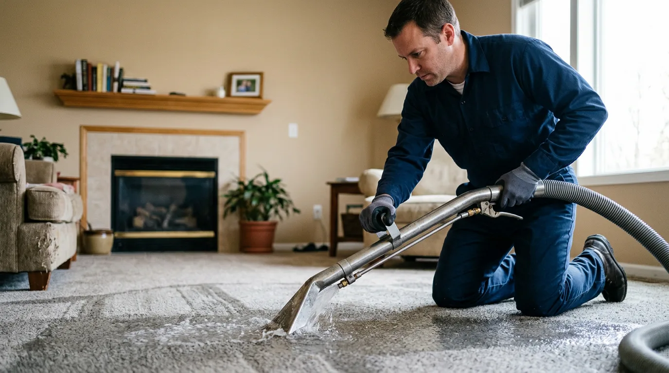 Water damage restoration technician working near Trenton, TX